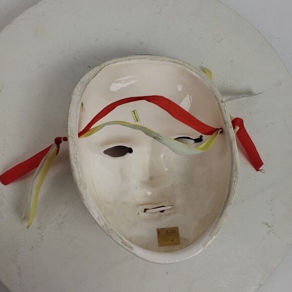 Vintage Circus Clown Ceramic Mask ART 7.5 Inch Taiwan Hand Painted Flower Tears - Picture 7 of 7